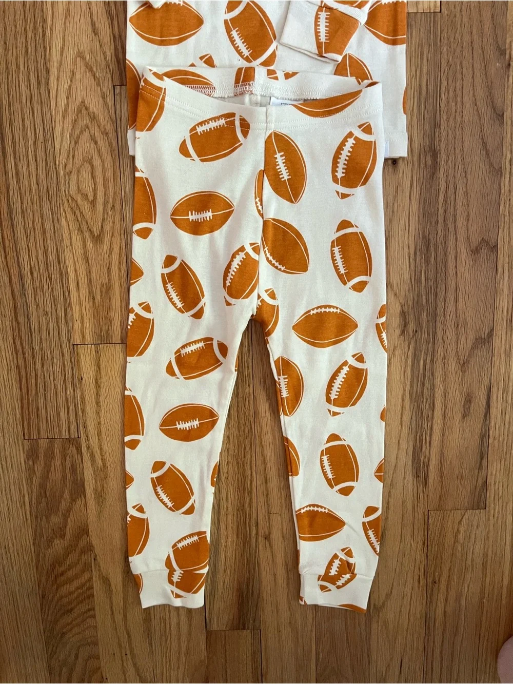 GAP Kids White & Orange Football Print Pajama Set NWT